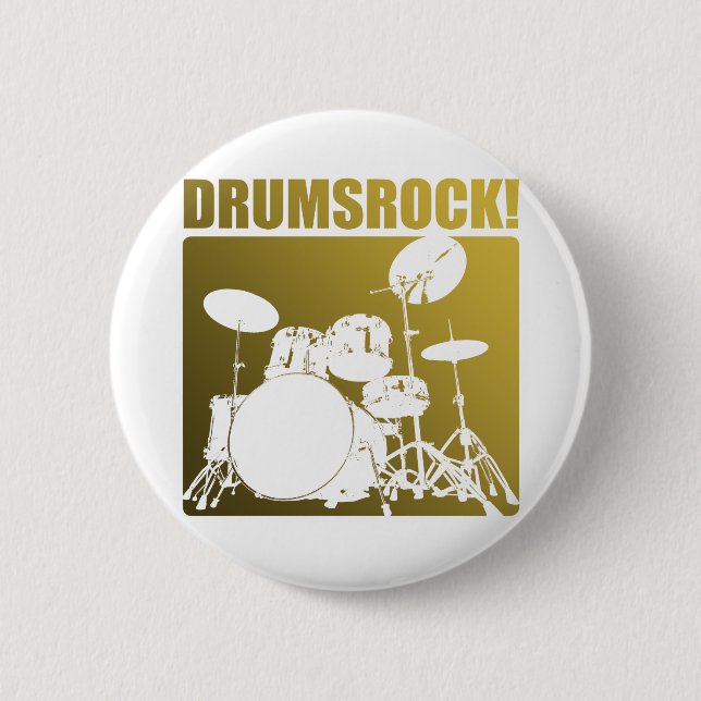 Drums Rocks! 6 Cm Round Badge (Front)