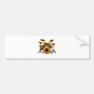 Drums Sunflower Flower Musician Music Floral Bumper Sticker