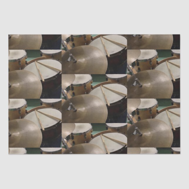 Drumset cymbals and sticks tissue paper (Front)