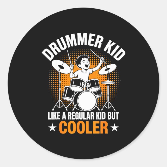 Drumset Drums Lover Percussionist Drummer Kid Drum Classic Round Sticker (Front)