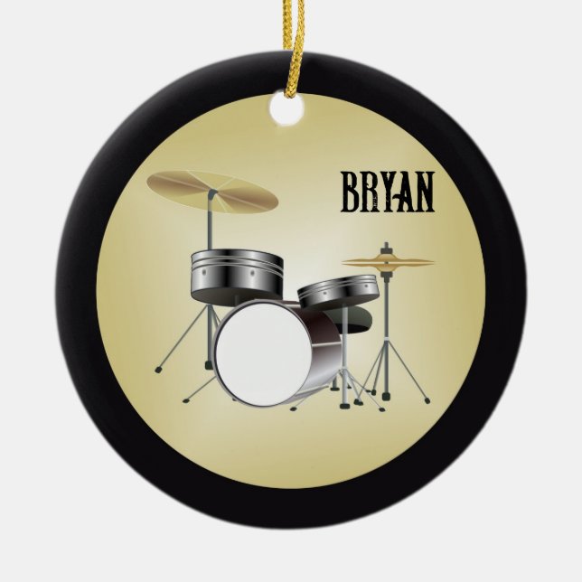 Drumset Personalized Christmas Ornament (Front)