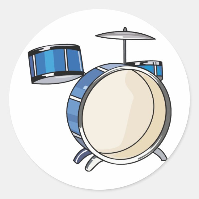 drumset simple three piece blue.png classic round sticker (Front)