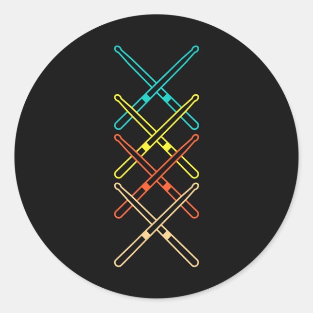 Drumsticks Drummer Musical Instrument Drums Classic Round Sticker (Front)