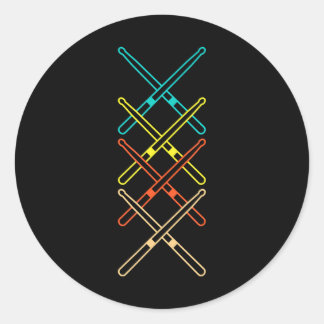 Drumsticks Drummer Musical Instrument Drums Classic Round Sticker
