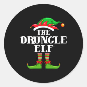 Druncle Elf Matching Family Group Christmas Party Classic Round Sticker