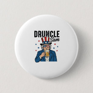 Druncle Sam Funny Patriotic Beer Vector Design_1 6 Cm Round Badge
