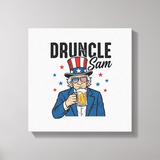 Druncle Sam Funny Patriotic Beer Vector Design_1 Canvas Print (Front)