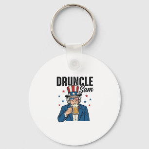 Druncle Sam Funny Patriotic Beer Vector Design_1 Key Ring