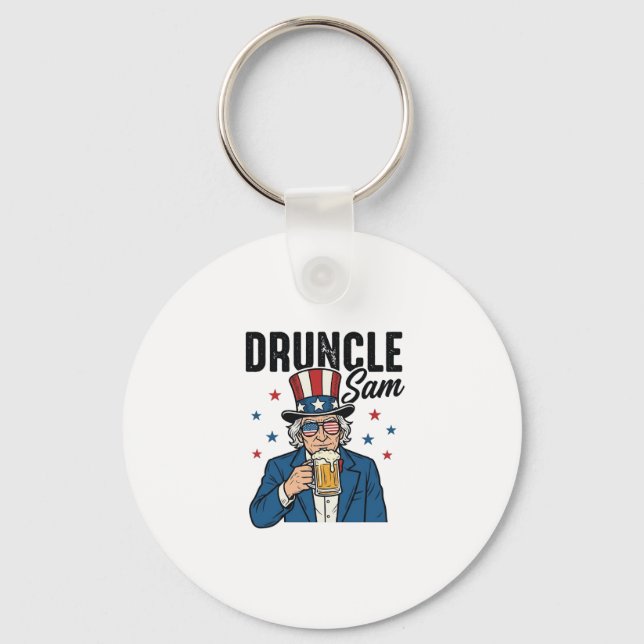 Druncle Sam Funny Patriotic Beer Vector Design_1 Key Ring (Front)