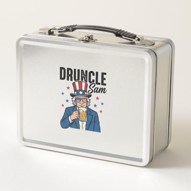 Druncle Sam Funny Patriotic Beer Vector Design_1 Metal Lunch Box (Front)