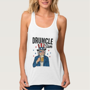 Druncle Sam Funny Patriotic Beer Vector Design_1 Singlet
