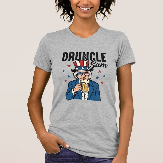 Druncle Sam Funny Patriotic Beer Vector Design_1 T-Shirt (Front)
