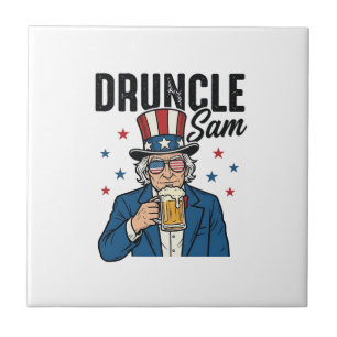 Druncle Sam Funny Patriotic Beer Vector Design_1 Tile