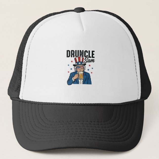 Druncle Sam Funny Patriotic Beer Vector Design_1 Trucker Hat (Front)