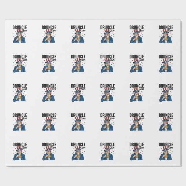 Druncle Sam Funny Patriotic Beer Vector Design_1 Wrapping Paper (Flat)
