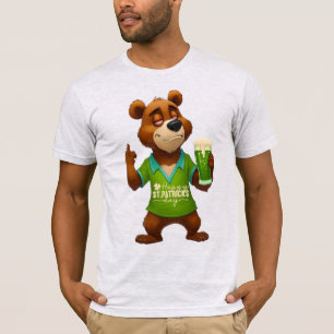 Drunk Bear Irish Green Beer Funny Quote Tee