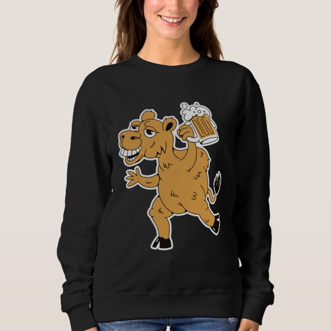 Drunk brown camel with beer for party holidays sweatshirt (Front)
