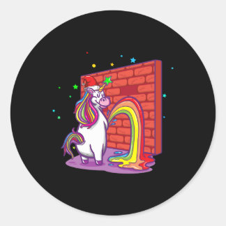 Drunk Christmas Unicorn Classic Round Sticker