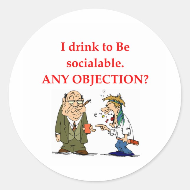 drunk classic round sticker (Front)