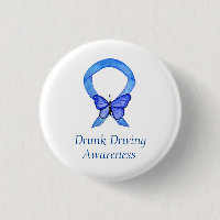 Drunk Driving Awareness Ribbon Butterfly Buttons
