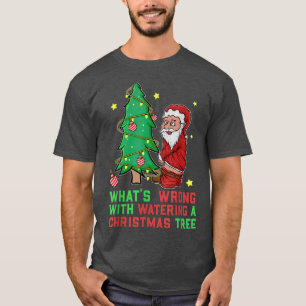 Drunk Garden Gnome Peeing Christmas Tree Drinking  T-Shirt
