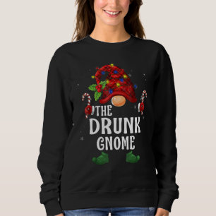 Drunk Gnome Buffalo Plaid Matching Family Christma Sweatshirt