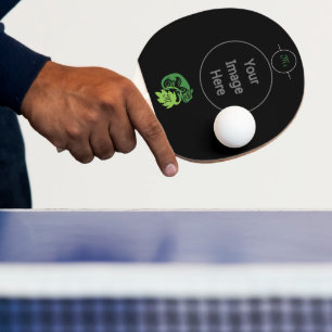 Drunk Green Chameleon Lizard Hanging Out Ping Pong Paddle