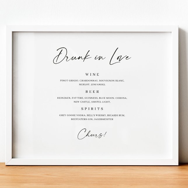 Drunk In Love Bar Menu Minimal Wedding Drink Sign  (Creator Uploaded)