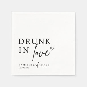 Drunk In Love Black & White Personalised Napkin