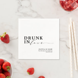 Drunk In Love Black White Wedding  Napkin