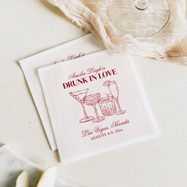 Drunk In Love Cocktails Bachelorette Weekend Napkin (Creator Uploaded)