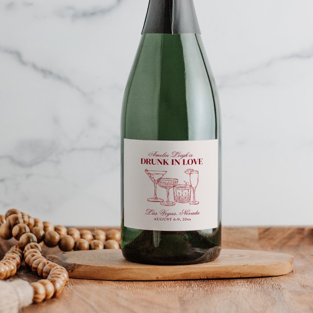 Drunk In Love Cocktails Bachelorette Weekend Sparkling Wine Label (Creator Uploaded)