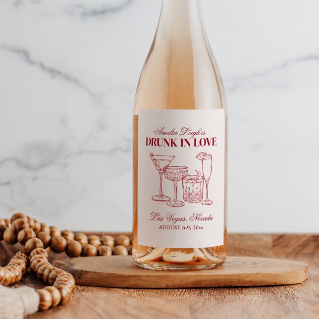 Drunk In Love Cocktails Bachelorette Weekend Wine Label (Creator Uploaded)