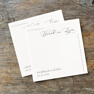 Drunk in Love Delicate Script & Line Wedding Napkin