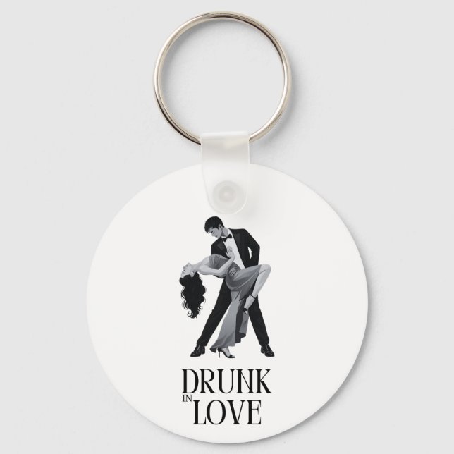 Drunk in Love Design | Dancing Couple Bridal  Key Ring (Front)