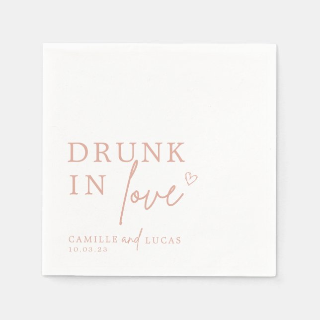 Drunk In Love Dusty Pink Personalised Napkins (Front)