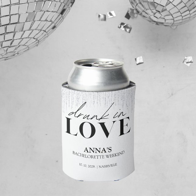 Drunk in Love Glitter Bachelorette Can Cooler (Creator Uploaded)