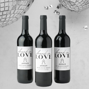 Drunk in Love Glitter Bachelorette Wine Label