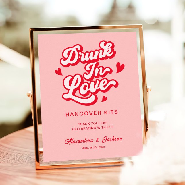 Drunk In Love Hangover Kits Red and Pink Wedding Poster (Creator Uploaded)