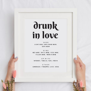 Drunk in love. Minimalist modern wedding drinks Poster