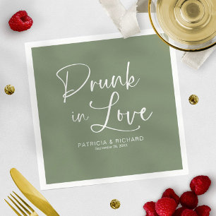 Drunk In Love Modern Calligraphy Wedding  Napkin