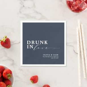 Drunk In Love Navy Blue Wedding  Napkin
