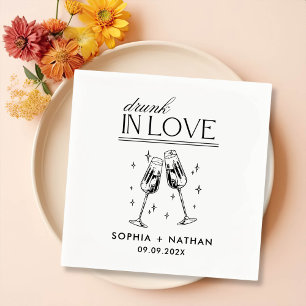 Drunk In Love Personalised Beach Cocktail Wedding Napkin