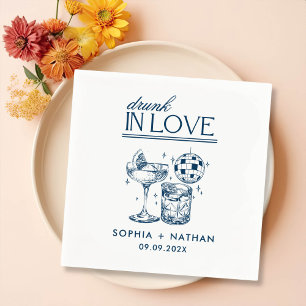 Drunk In Love Personalised Beach Cocktail Wedding Napkin
