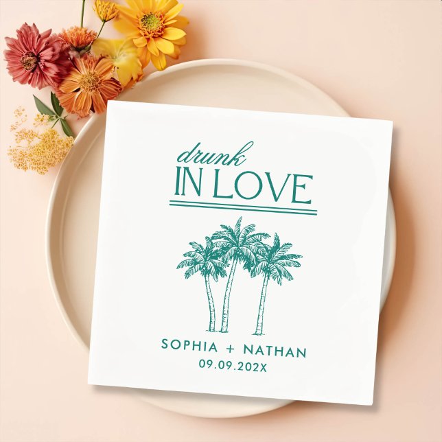 Drunk In Love Personalised Beach Wedding Napkin (Creator Uploaded)