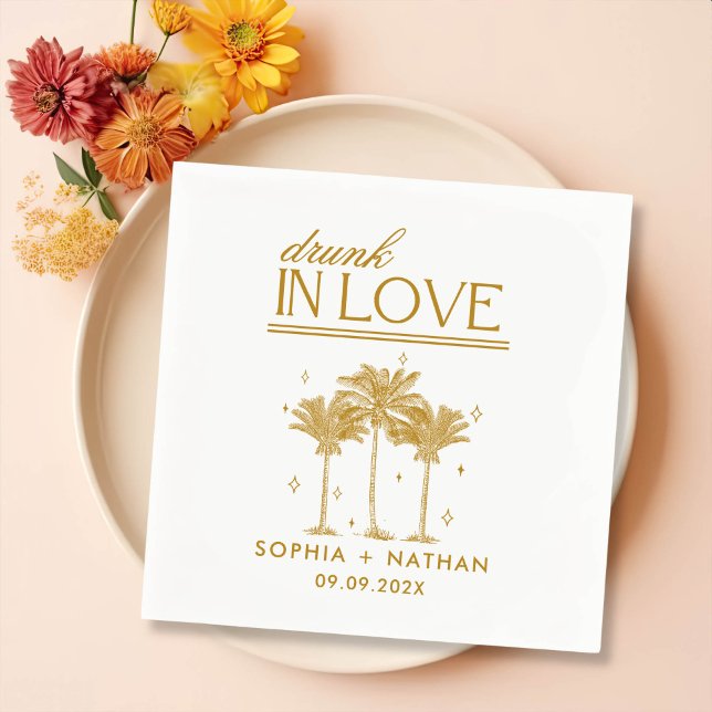 Drunk In Love Personalised Beach Wedding Napkin (Creator Uploaded)