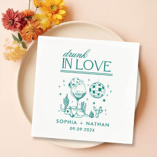 Drunk In Love Personalised Disco Cocktail Wedding Napkin