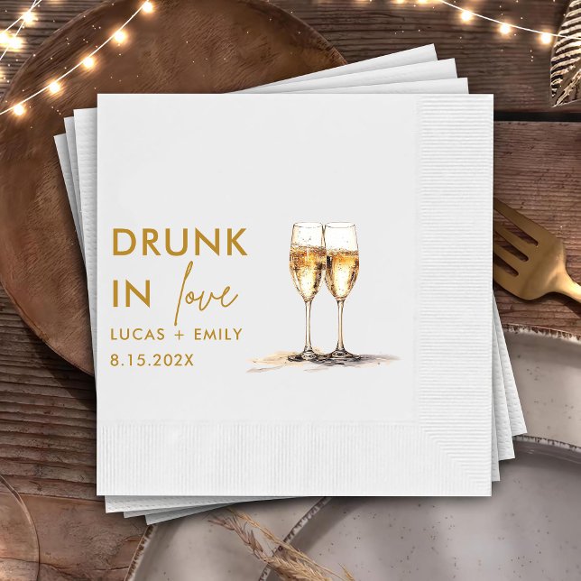 Drunk In Love Personalised Glasses Wedding Napkin (Creator Uploaded)