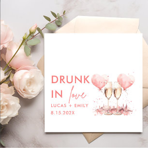 Drunk In Love Personalised Pink Glasses Wedding Napkin
