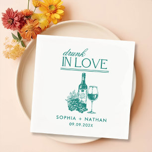 Drunk In Love Personalised Wine Cocktail Wedding Napkin
